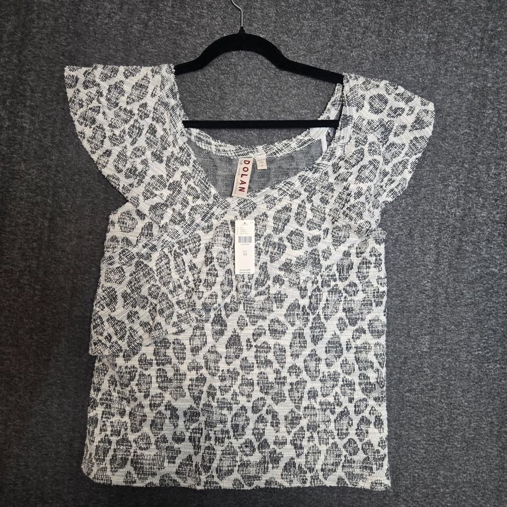 Dolan Anthropologie NWT $88 Animal Leopard Print Tapestry Assym Top Sz XS USA